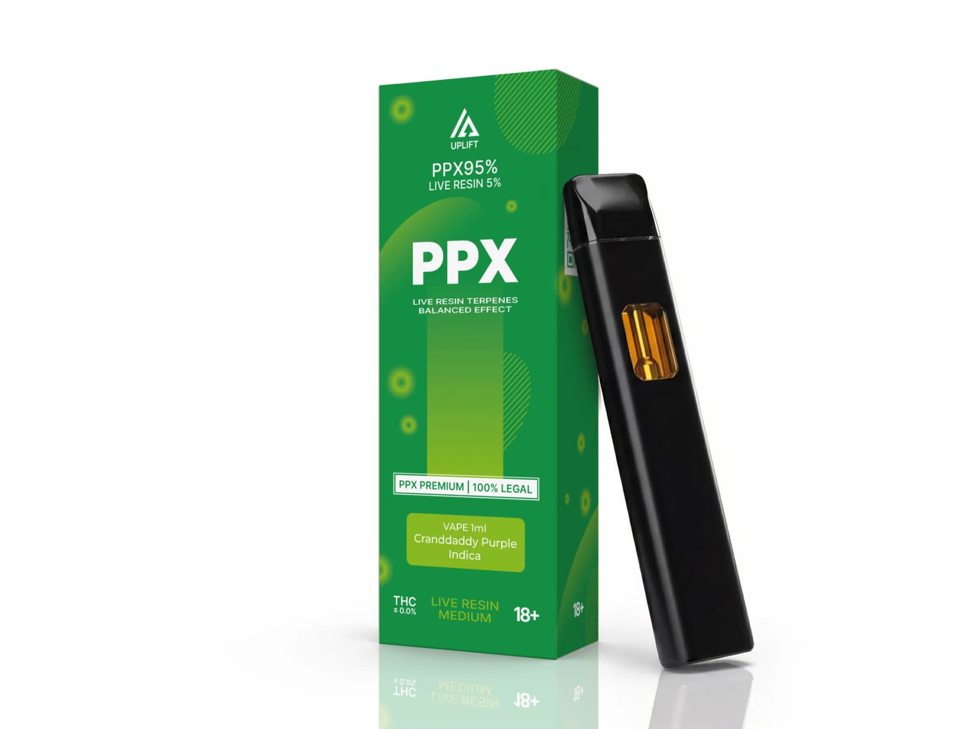 CALIPUFF INDICA PPX LIGHT — PPX 95% & Live Resin 5% Cranddaddy Purple indica
